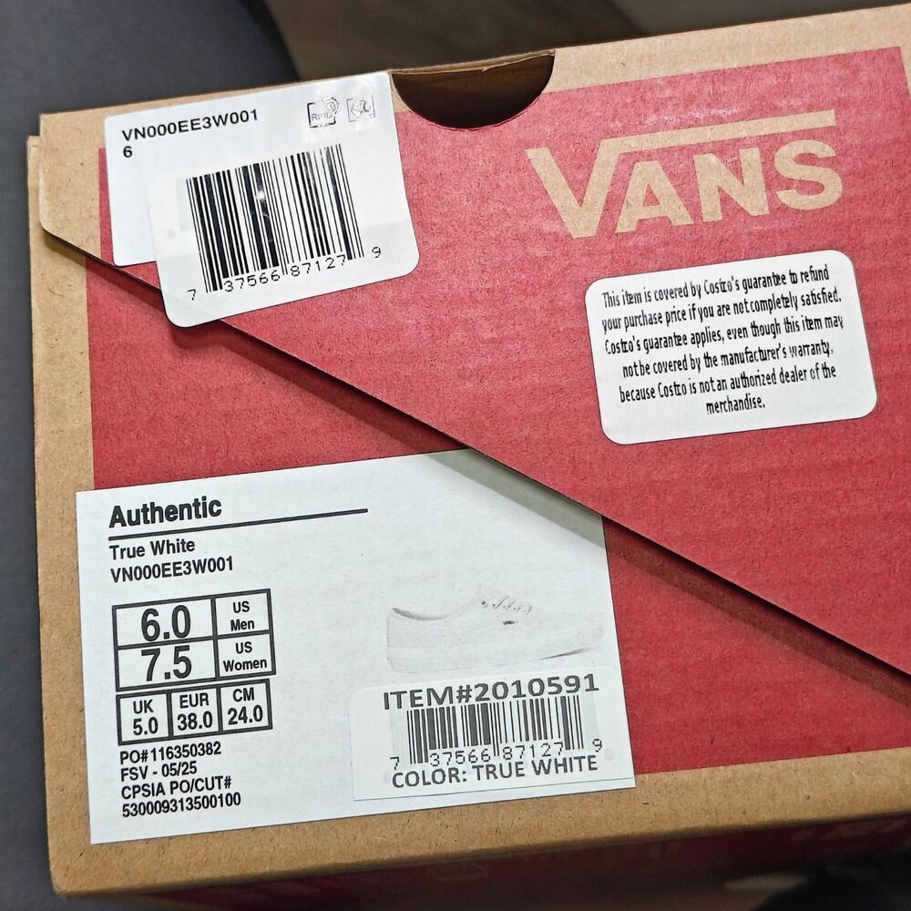 Vans Authentic True White Canvas Skate Shoes VN000EE3W001 Men’s 6 Women’s 7.5 - Picture 11 of 11